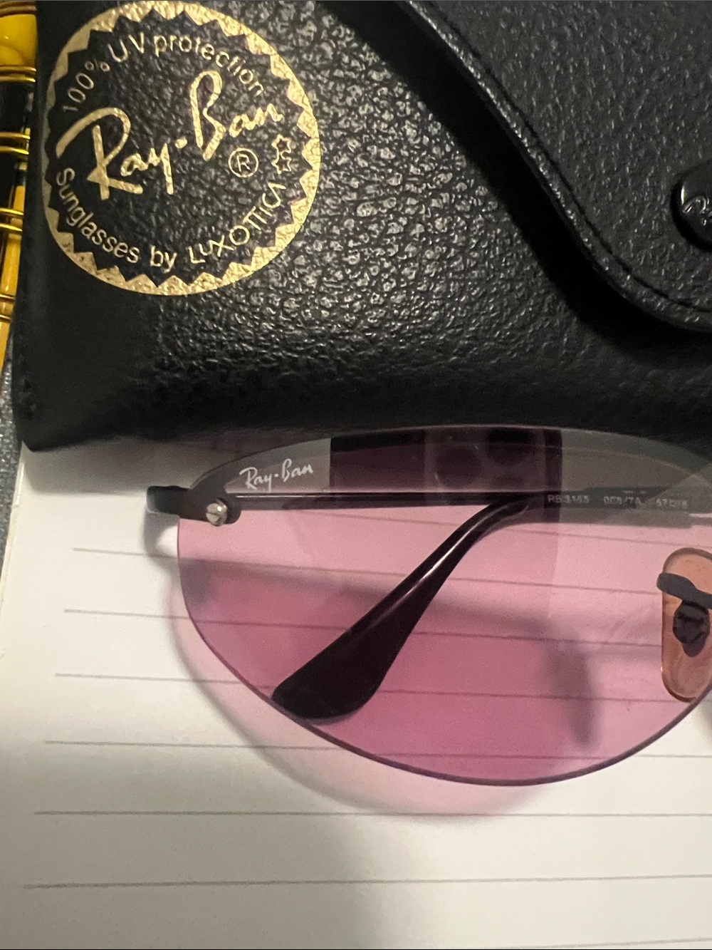 Ray-Ban Women's Black Frame Sunglasses with Pink Lenses